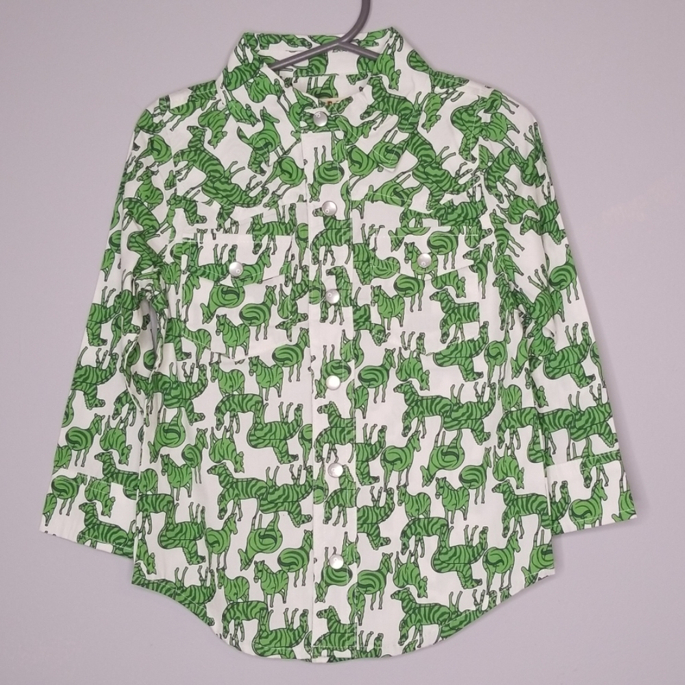 Native Funk & Flash Green Zebra Button Down Shirt